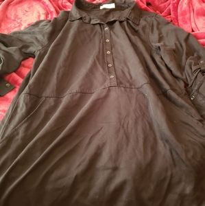 Black Boyfriend Long Shirt/Dress with Pockets